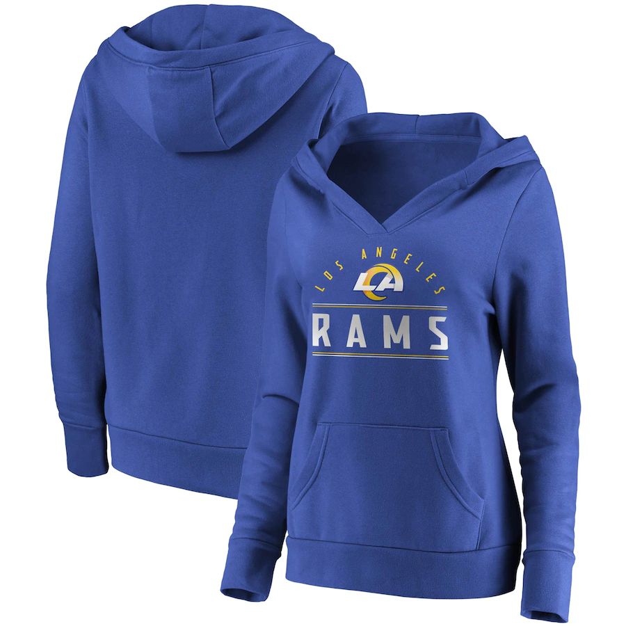 Women Los Angeles Rams Fanatics Branded Royal Iconic League Leader V-Neck Pullover Hoodie